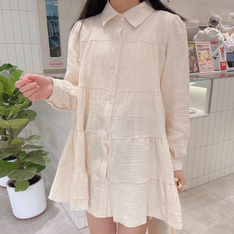 Đầm sơ mi babydoll xinh có ảnh thật | BigBuy360 - bigbuy360.vn