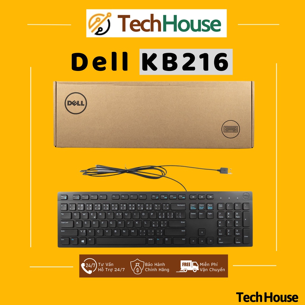 Bàn Phím Máy Tính Dell KB216 Có Dây Cho Máy Tính, Latop Chính Hãng - Bảo hành 12 tháng
