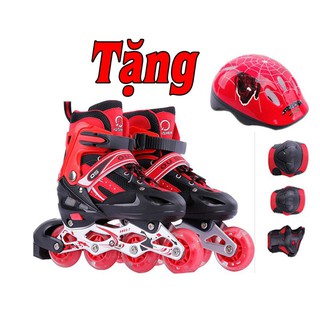 [SẮN HÀNG] Giày trượt patin trẻ em, giày trượt batin bánh cao su có đèn, tặng kèm bảo hộ tay và đầu gối