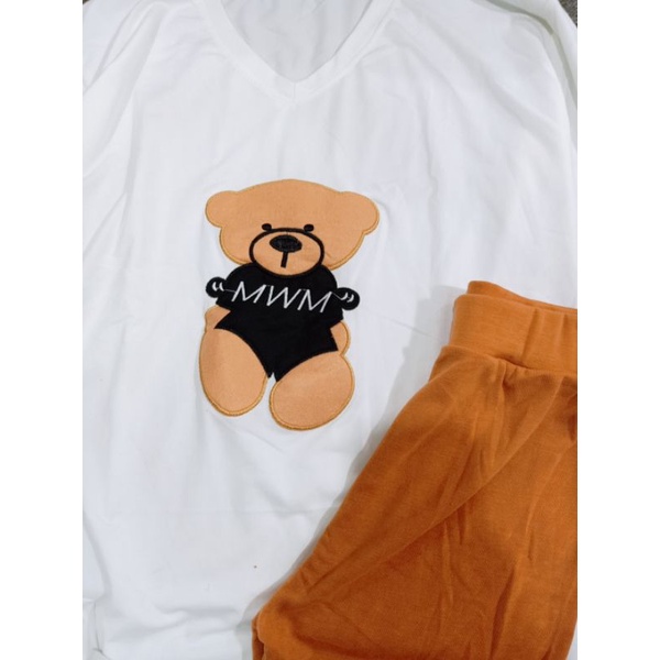 Set ngố xẻ tà gấu thêu cá tính hot ( kèm hình thật )