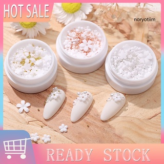 Hoa trang trí móng tay thiết kế năm cánh màu trắng nhỏ nhắn xinh xắn DIY