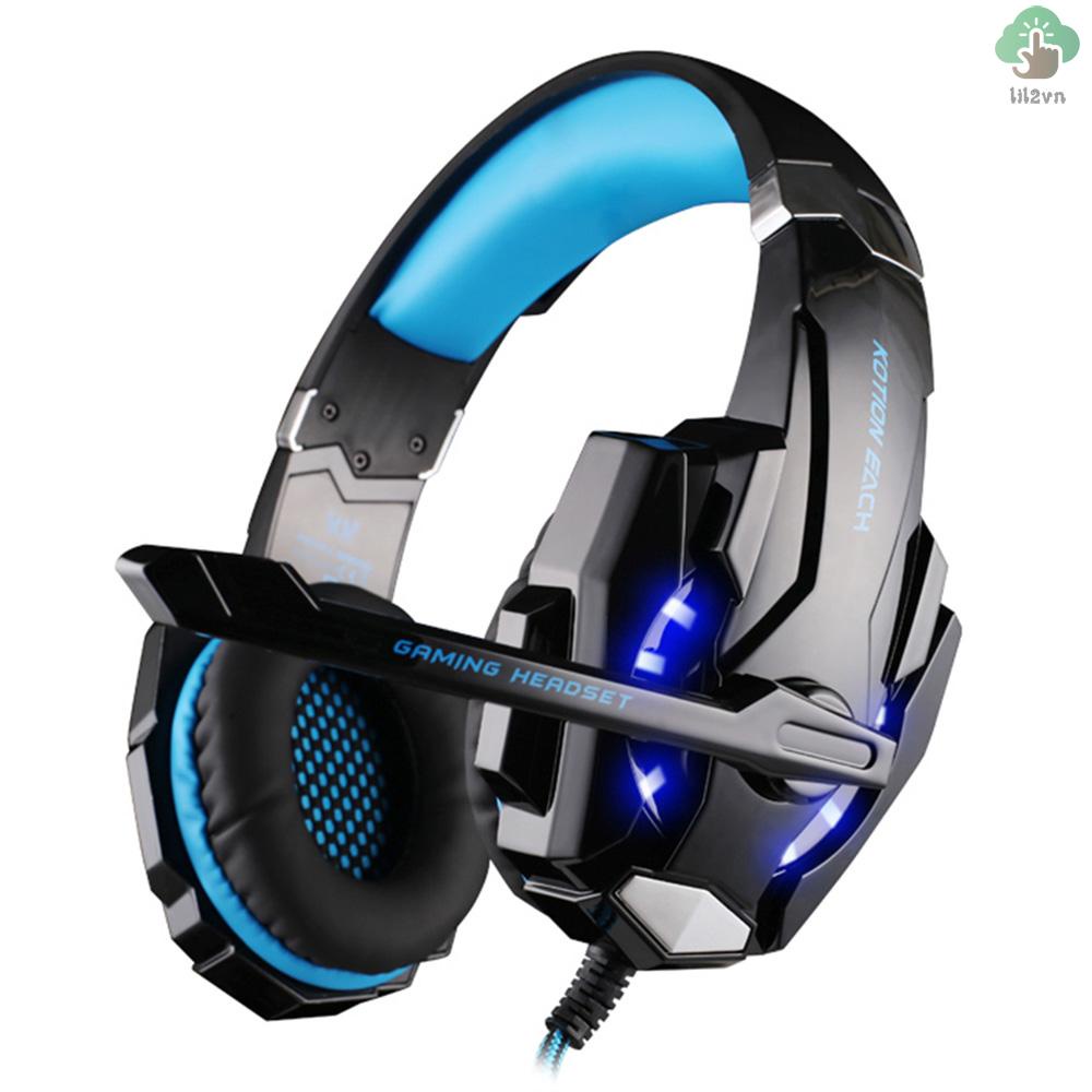 Tai nghe chơi game KOTION EACH G9000 3.5mm có mic và đèn LED điều chỉnh âm lượng cho PS4 Laptop Tablet PC