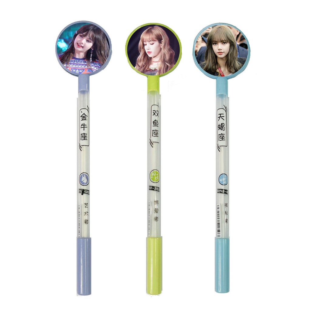 Set 2 bút bi nước Blackpink và thành viên ảnh 2 mặt bút