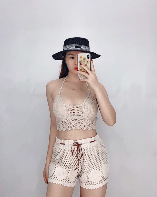 set bikini đi biển hai dây cúp ngực