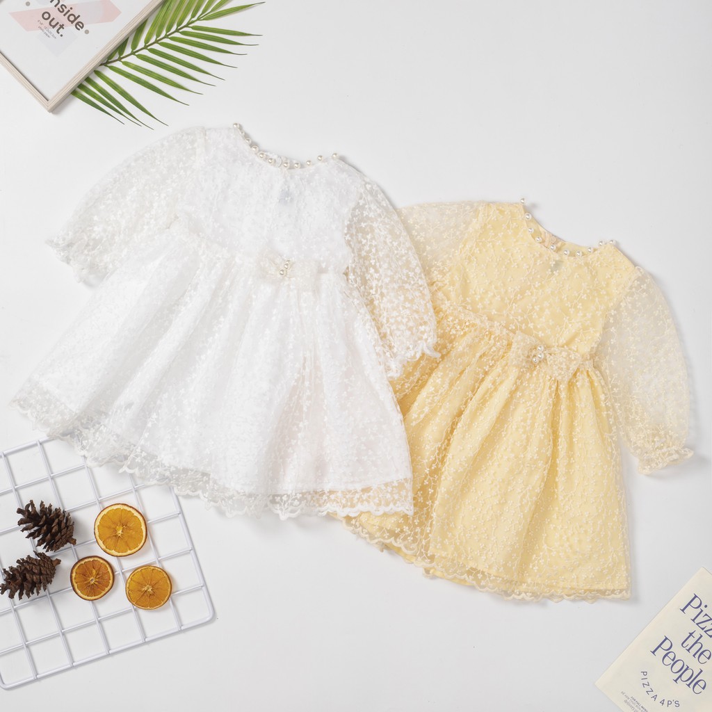 Đầm Bé Gái Dáng Công Chúa Chất Liệu Ren Nổi O.P Kids