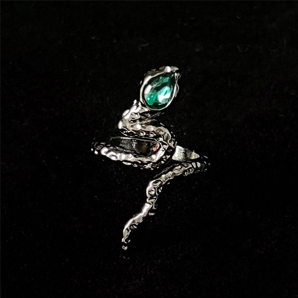 Phụ Kiện Trang Trí Cho Quần Áo Bằng Vải ANEMONE Màu Xanh Lá|Nhẫn Hình Rắn Độc Đáo Thời Trang Hàn Quốc Có Thể Điều Chỉnh Cho Cặp Đôi