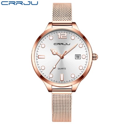 Đồng hồ nữ CRRJU Thép không gỉ chống nước thời trang bằng thạch anh 2187 X