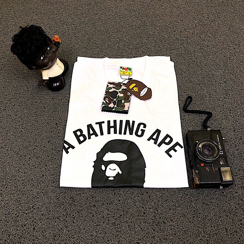 A Bathing Ape Áo Thun Trắng In Hình Nhãn Hiệu Hiệu Thời Trang