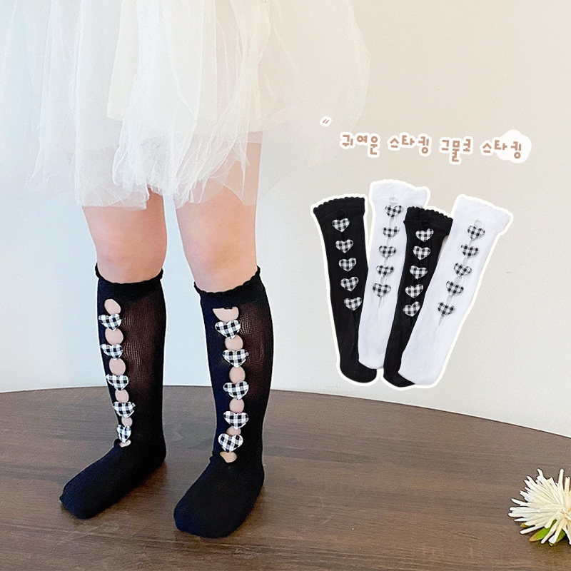 Vớ KOKOROCARE YS-A01 từ lưới họa tiết trái tim phong cách lolita thời trang mùa hè 2022 dành cho nữ
