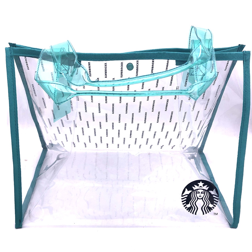 Túi đựng hộp cơm trưa Starbucks bằng nhựa pvc trong suốt cỡ lớn chống thấm nước tiện lợi