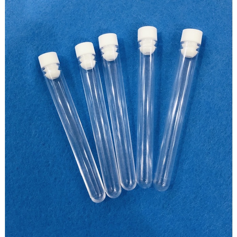 Set 10 ống thí nghiệm nhựa có nắp đậy không nhãn
