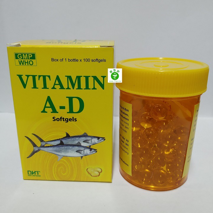 VITAMIN A-D lọ 100 viên nang mềm dược phẩm Hà Tây