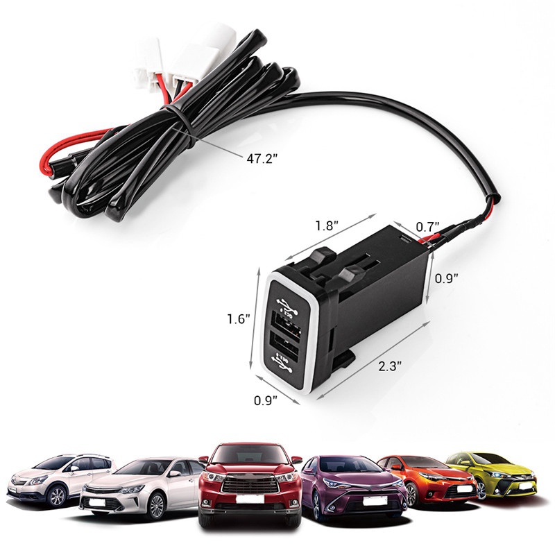 Bộ Sạc Nhanh USB 3.0 12-24V Có Đèn LED Chuyên Dụng Cho Xe Hơi Toyota