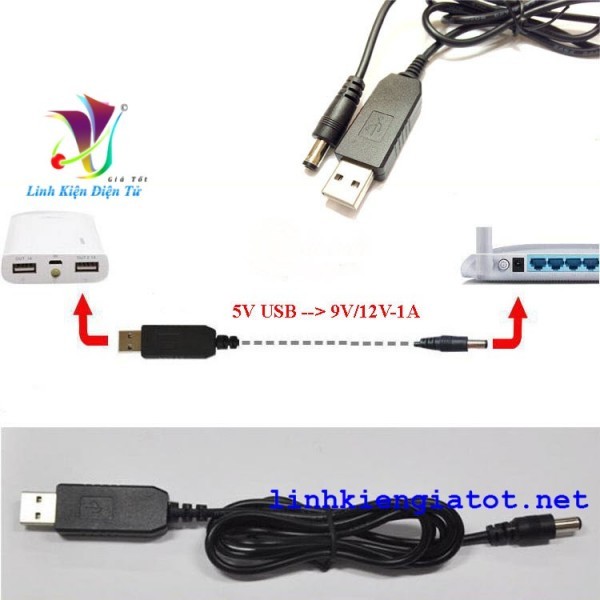 Cáp chuyển đổi điện áp từ cổng USB 5V sang 9V/12V | WebRaoVat - webraovat.net.vn