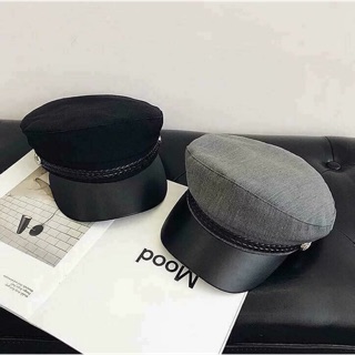 Mũ beret dạ pha da nữ hai màu