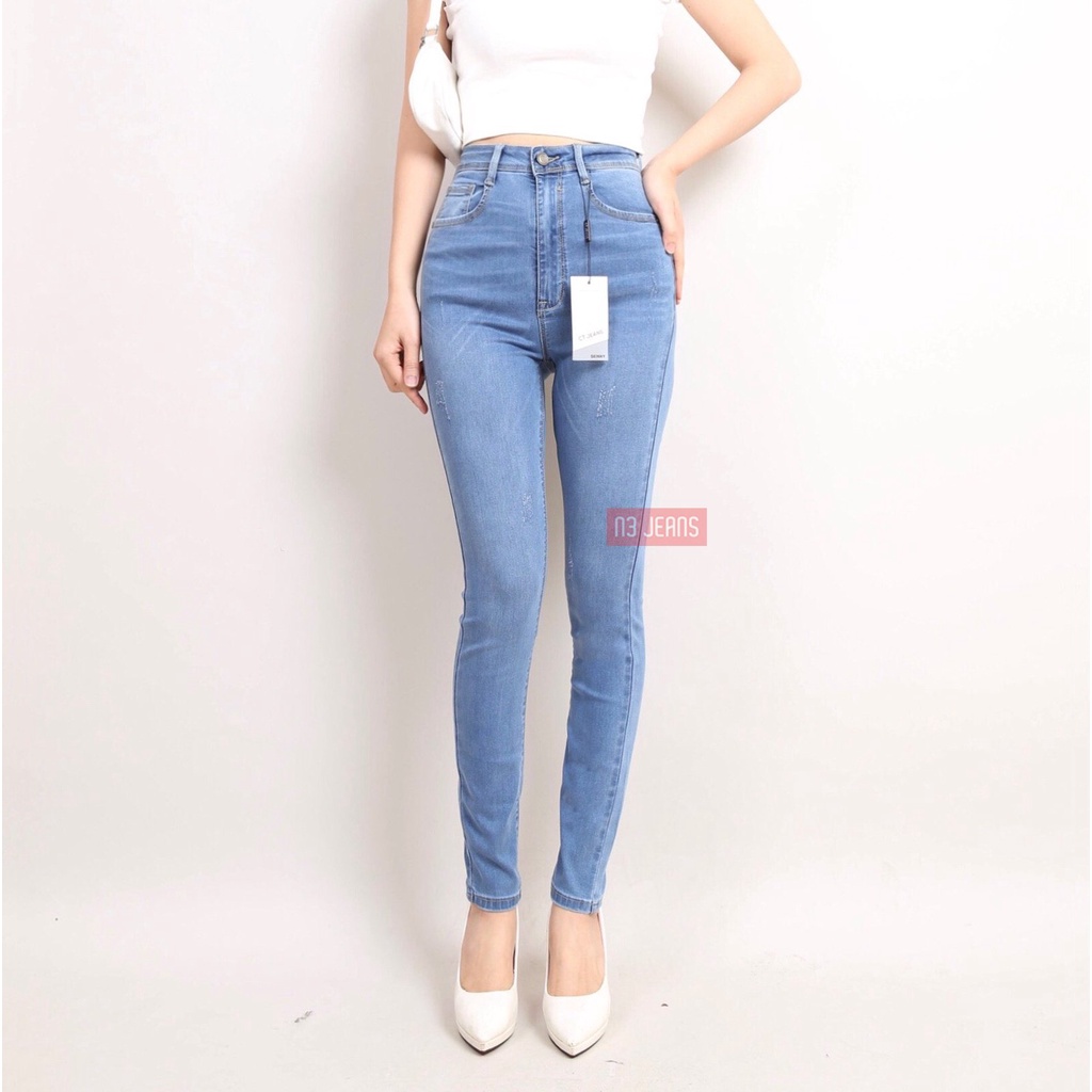 Quần jeans dáng ôm dài cạp cao xước nữ đẹp (mã 520)