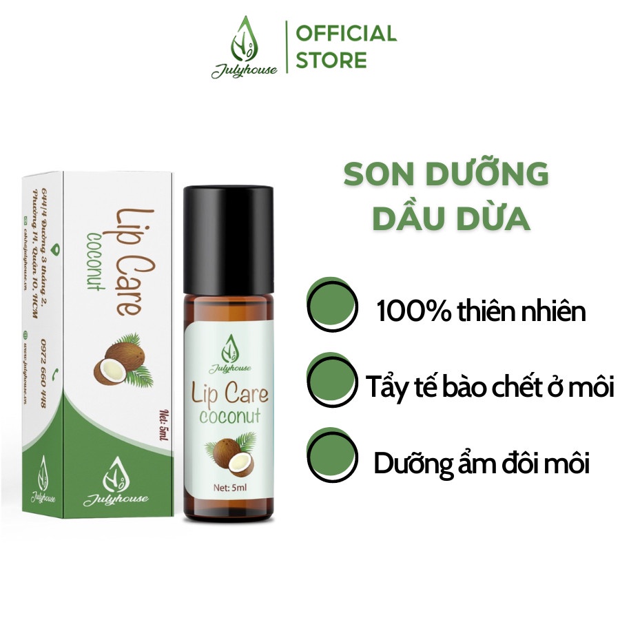 Son dưỡng dầu dừa 5ml JULYHOUSE, dưỡng môi mềm mịn