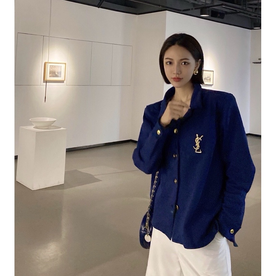 Ysl Trâm Cài Áo Hình Chữ Cái Đính Ngọc Trai Thời Trang