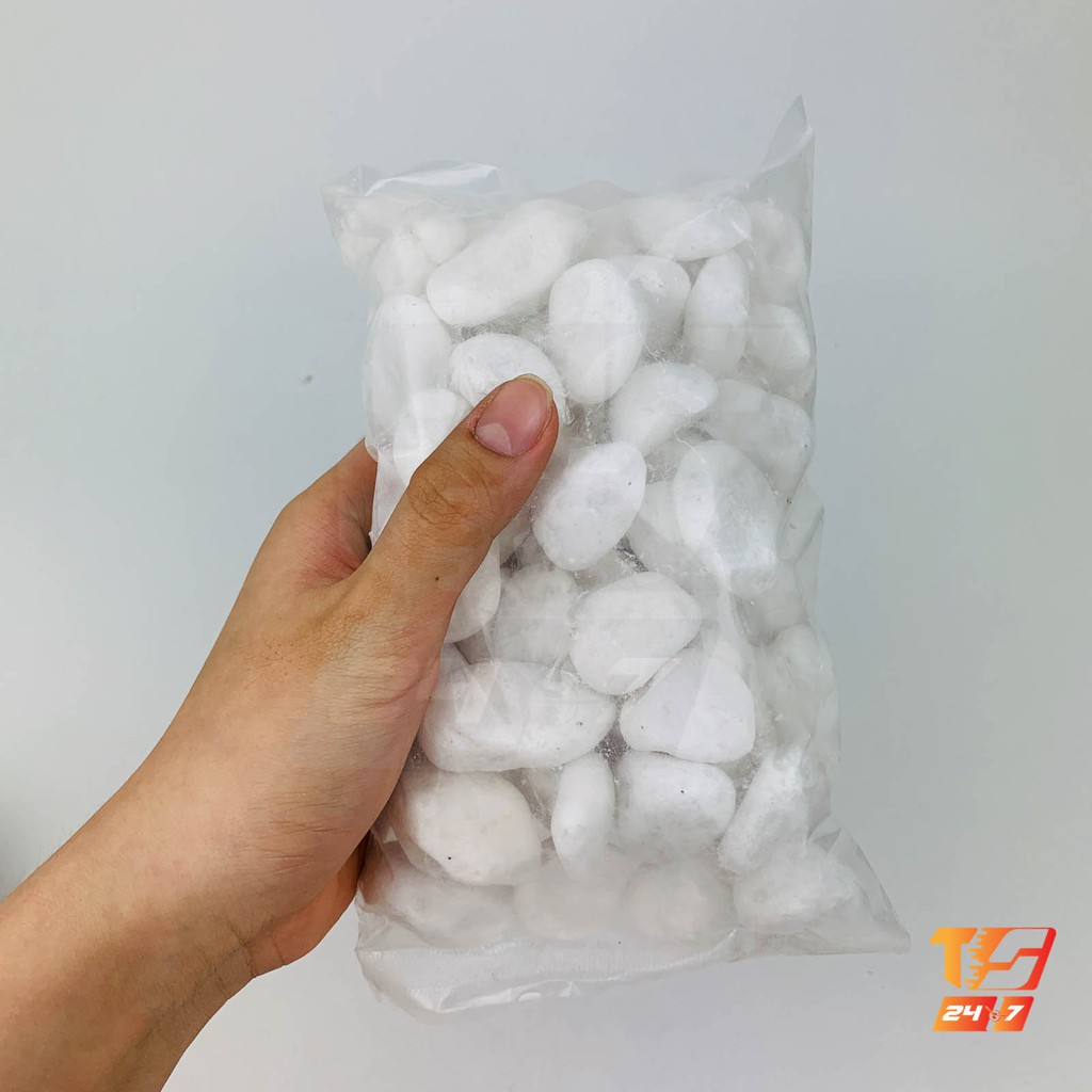 1kg Sỏi Trắng Trang Trí Hồ Cá, Bể Thủy Sinh - Tiểu Cảnh Sân Vườn, Lót Chậu