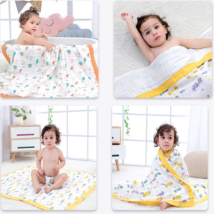 [Haobaby2018]Chăn đắp - Khăn đa năng aden xô sợi tre bo viền siêu mềm (khăn tắm , chăn đắp , khăn ủ ) cho bé