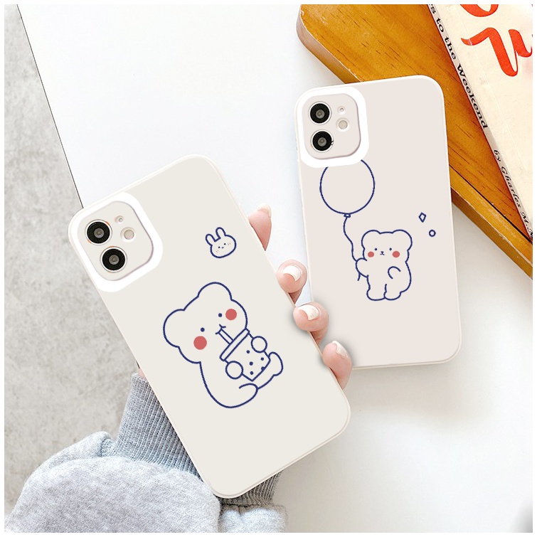 Ốp lưng iphone viền vuông bảo vệ camera Bear trà sữa ốp iphonex/xr/xs/xsmax/6/6s/7/8/plus/se2020/11/12/pro/promax