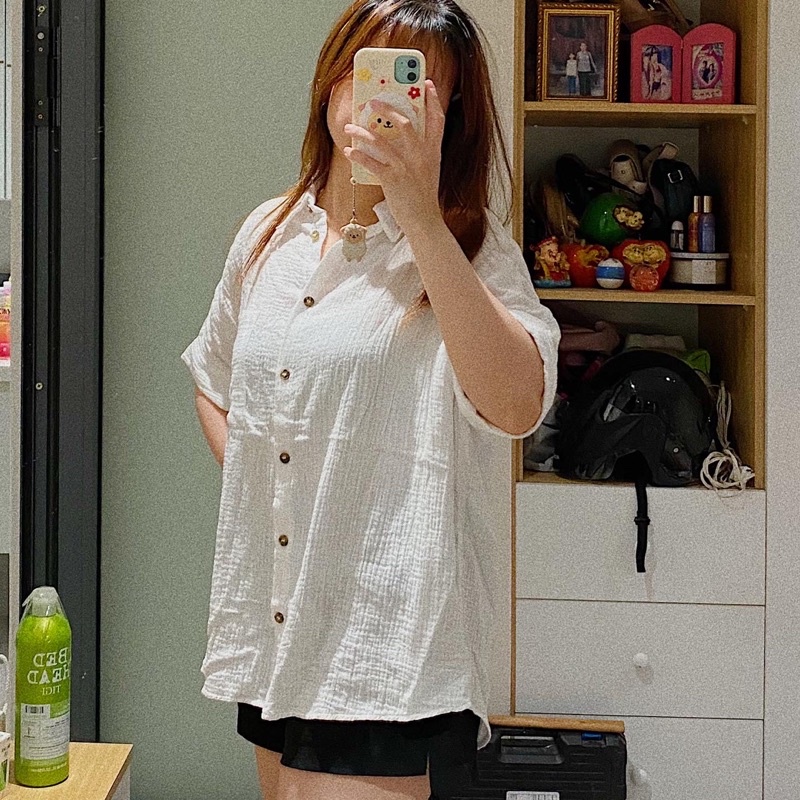 Áo sơmi tay cánh dơi form oversize