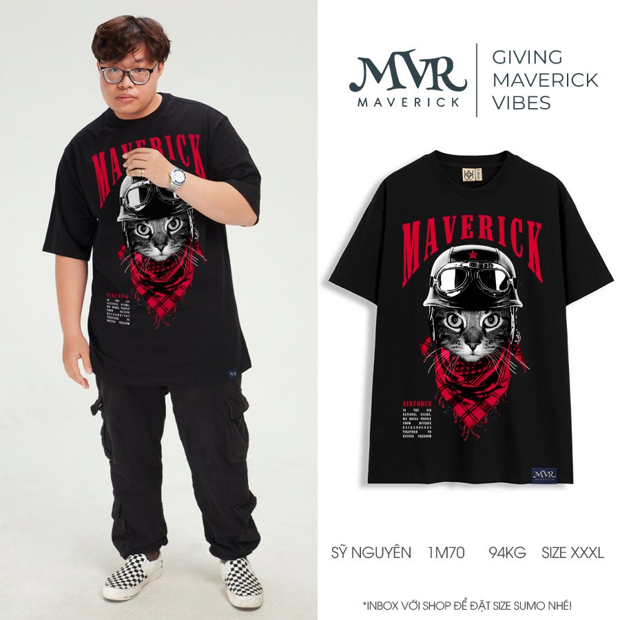 Áo thun mèo nữ unisex Cotton Thoáng mát boss đội nón bảo hiểm local brand Maverick MVR KK3858