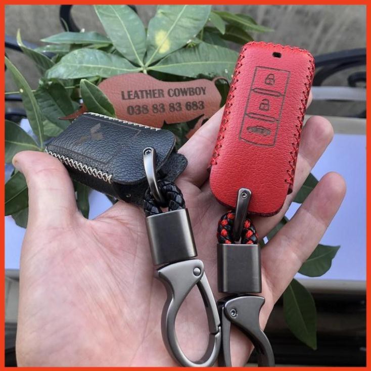 Bao Da Chìa Khoá Mitsubishi Xpander, Outlander, Triton, Attrage, Pajero Sport  da bò thật 100%, khắc tên SĐT