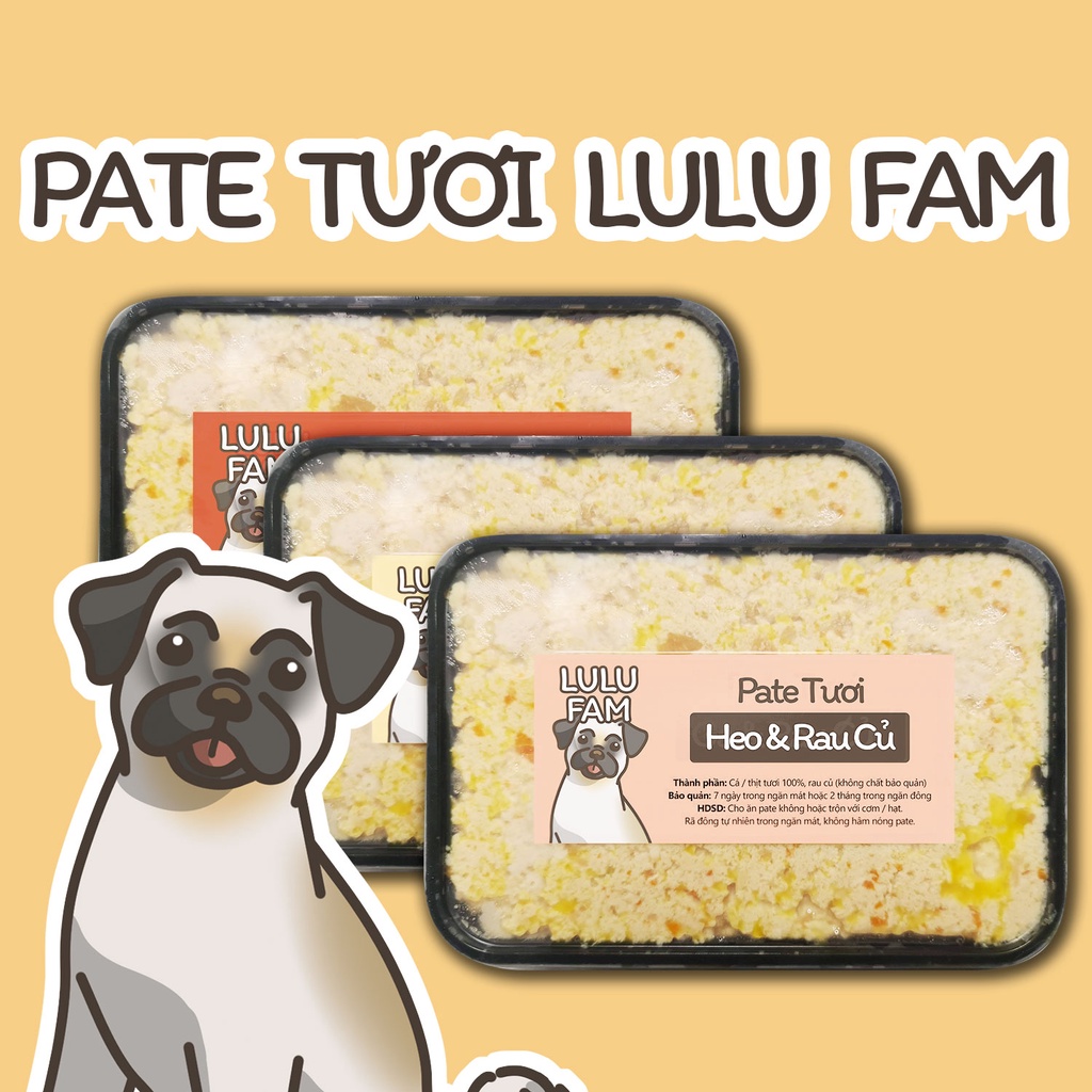 Pate tươi Lulu Fam vị Heo, Gà, Bò (Hộp 500gr)