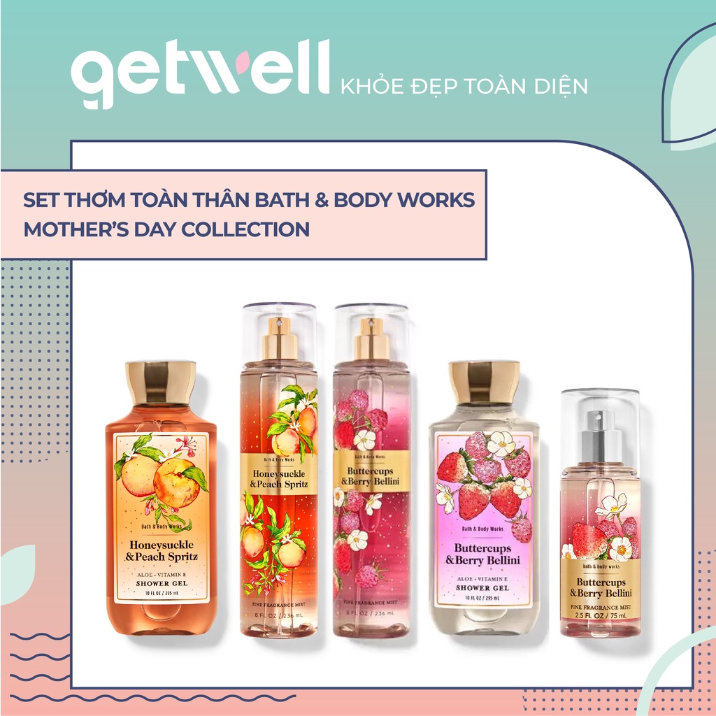 Xịt Thơm Toàn Thân Bath & Body Works Fine Fragrance Mist Buttercups & Berry Bellini | Honeysuckle & Peach Spritz #0