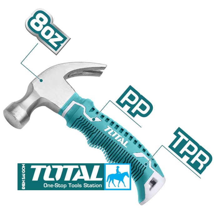 Total Búa nhổ đinh cán ngắn 8oz 220g THTM7386D