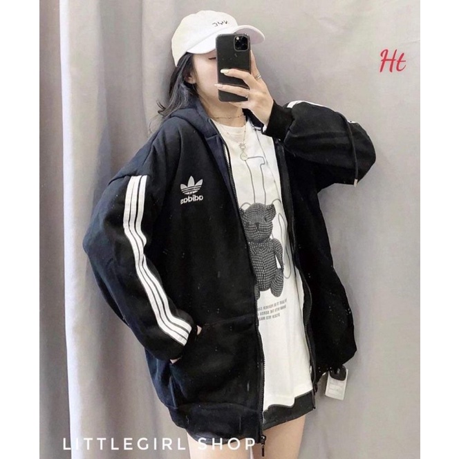Áo khoá nỉ cotton ba sọc HT12
