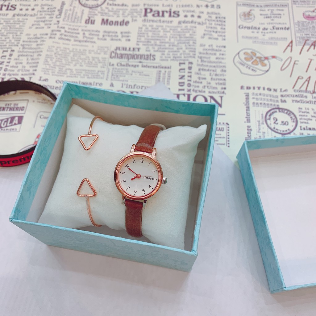 ĐỒNG HỒ NỮ CANDY CAT DÂY DA MẶT SỐ PHONG CÁCH HÀN QUỐC | BigBuy360 - bigbuy360.vn