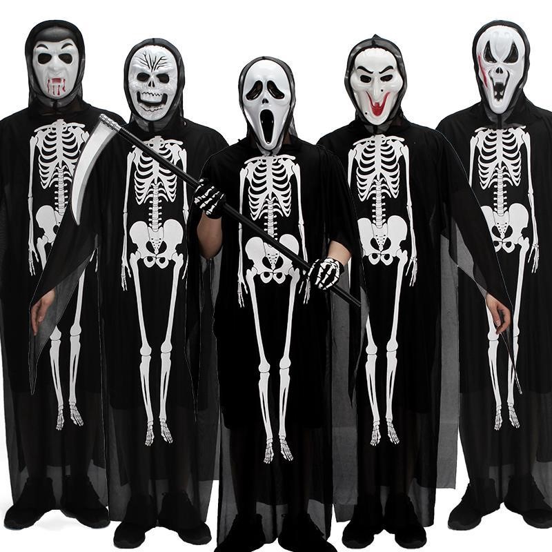 Halloween cosplay trang phục hóa trang người sọ sọ người áo choàng ma trẻ em người lớn áo choàng kinh dị áo choàng