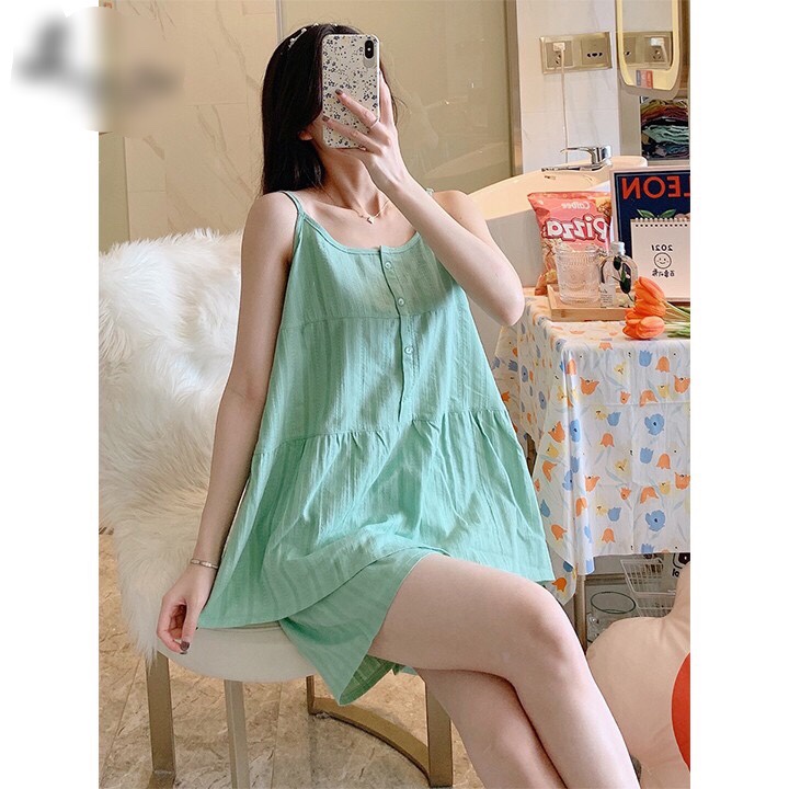 Bộ ngủ 2 dây, bộ mặc nhà nữ tiểu thư chất mềm mịn, thoáng mát, mặc ngủ sexy gợi cảm (Mã 2S)