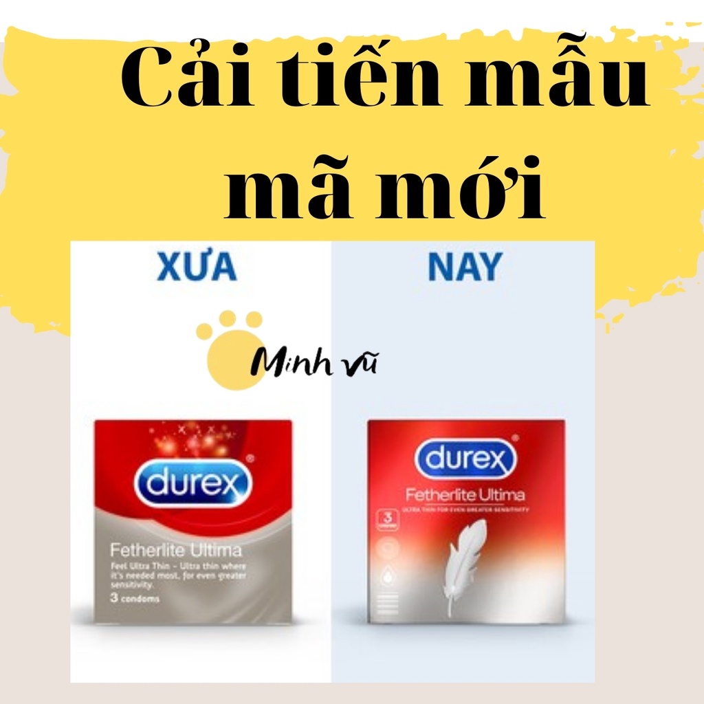 [ Có video ảnh thật ] Bao cao su Durex Fetherlite ultima hộp 3 chiếc bcs durex mỏng hơn thăng hoa hơn