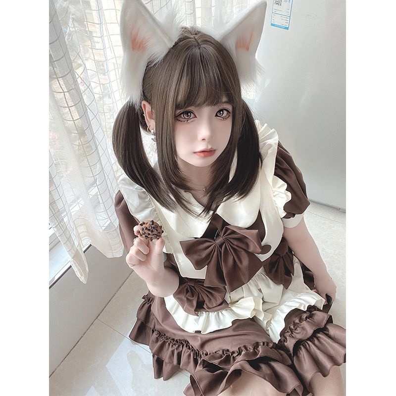 【NANAKO】Váy hiện có Lolita Loli váy giúp việc cosplay quán cà phê váy giúp việc váy Lolita váy Lolita cô gái Lolita dễ thương tai mèo