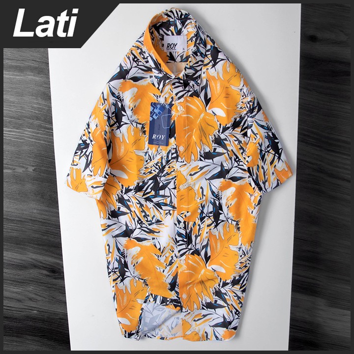 Áo Sơ Mi Nam Ngắn Tay, Somi Họa Tiết Hoa Lá Đi Biển, Du Lịch Vải Lụa Cotton Cao Cấp Chống Nhăn | BigBuy360 - bigbuy360.vn