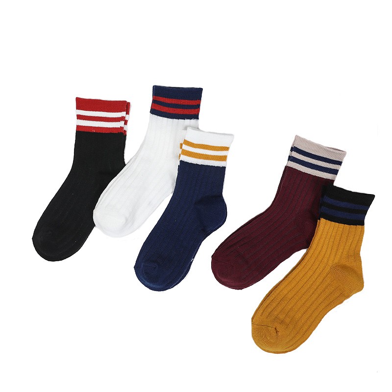 1 Đôi Tất Cotton Kẻ Sọc Thời Trang Xuân Thu Cho Bé