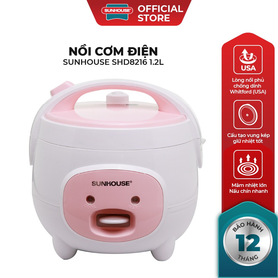 Nồi cơm điện 1.2L Sunhouse SHD8217W