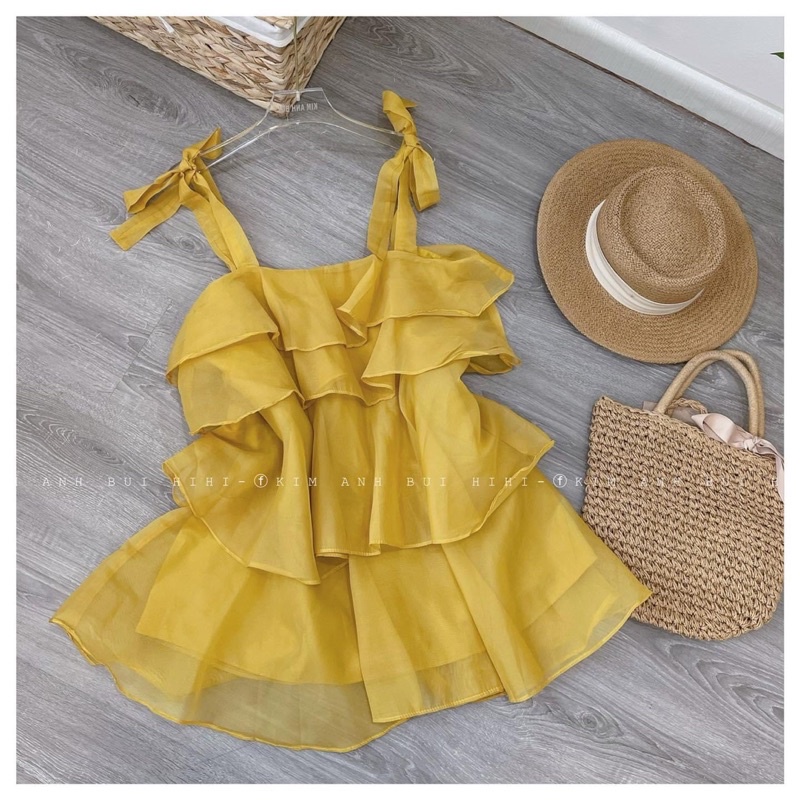 (CÓ SẴN ) ĐẦM TẦNG VÀNG 2 Dây Chuẩn Shop loại 1 (Hình Thật) | BigBuy360 - bigbuy360.vn