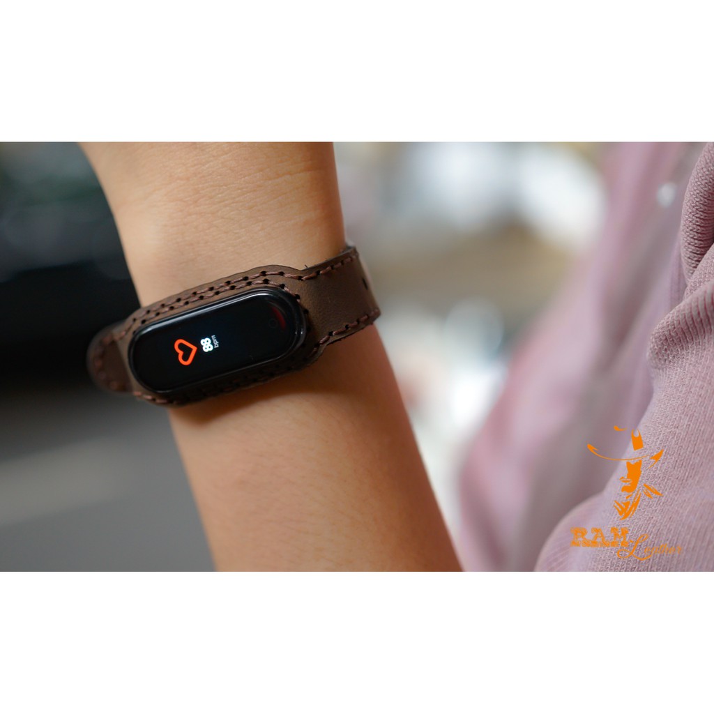 Dây miband da bò thật nâu đất cao cấp cho miband 3 , miband 4 , miband 5, miband 6 - RAM Leather