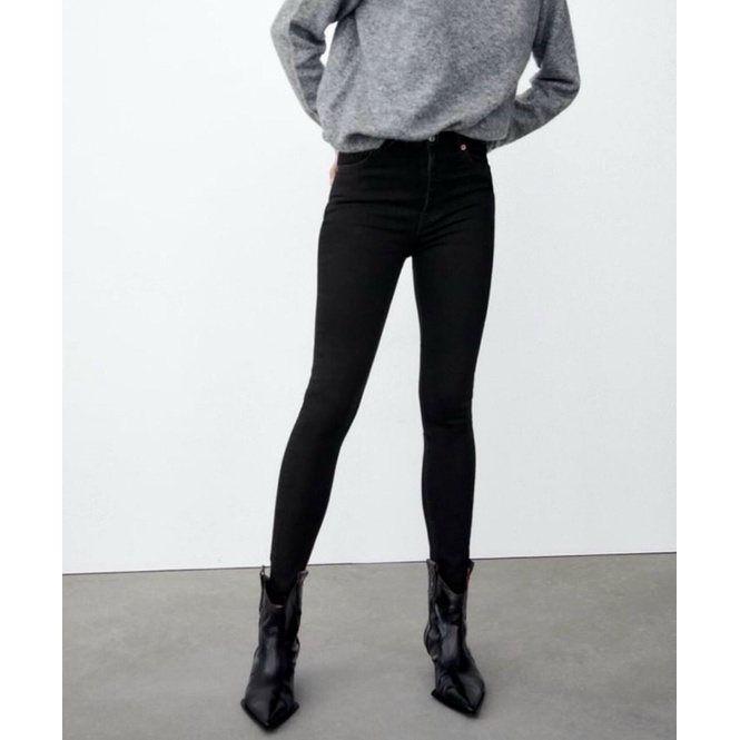 Quần jeans lai tua trắng đen skinny