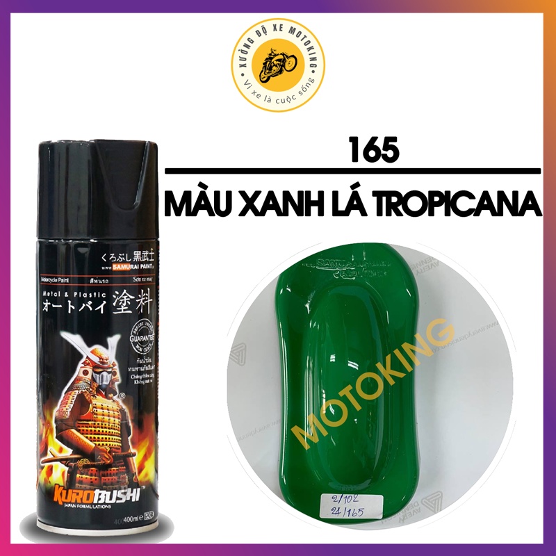 Sơn Samurai màu xanh lá tropicana 165 - chai sơn xịt cao cấp dành cho sơn xe máy