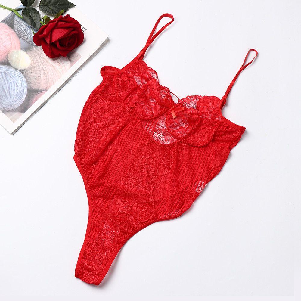 Bộ Đồ Lót Ngủ Liền Thân Phối Ren Co Giãn Gợi Cảm Thời Trang