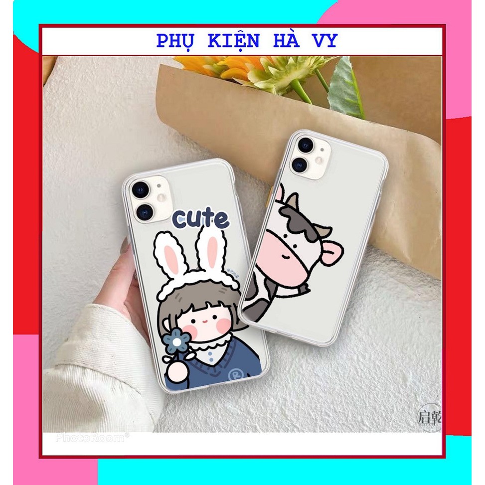 Ốp lưng hình bò hình bé thỏ cute viền trong chống ố 5/5s/6/6plus/6s/6splus/7/7plus/8/8plus/x/xs/11/12/pro/max