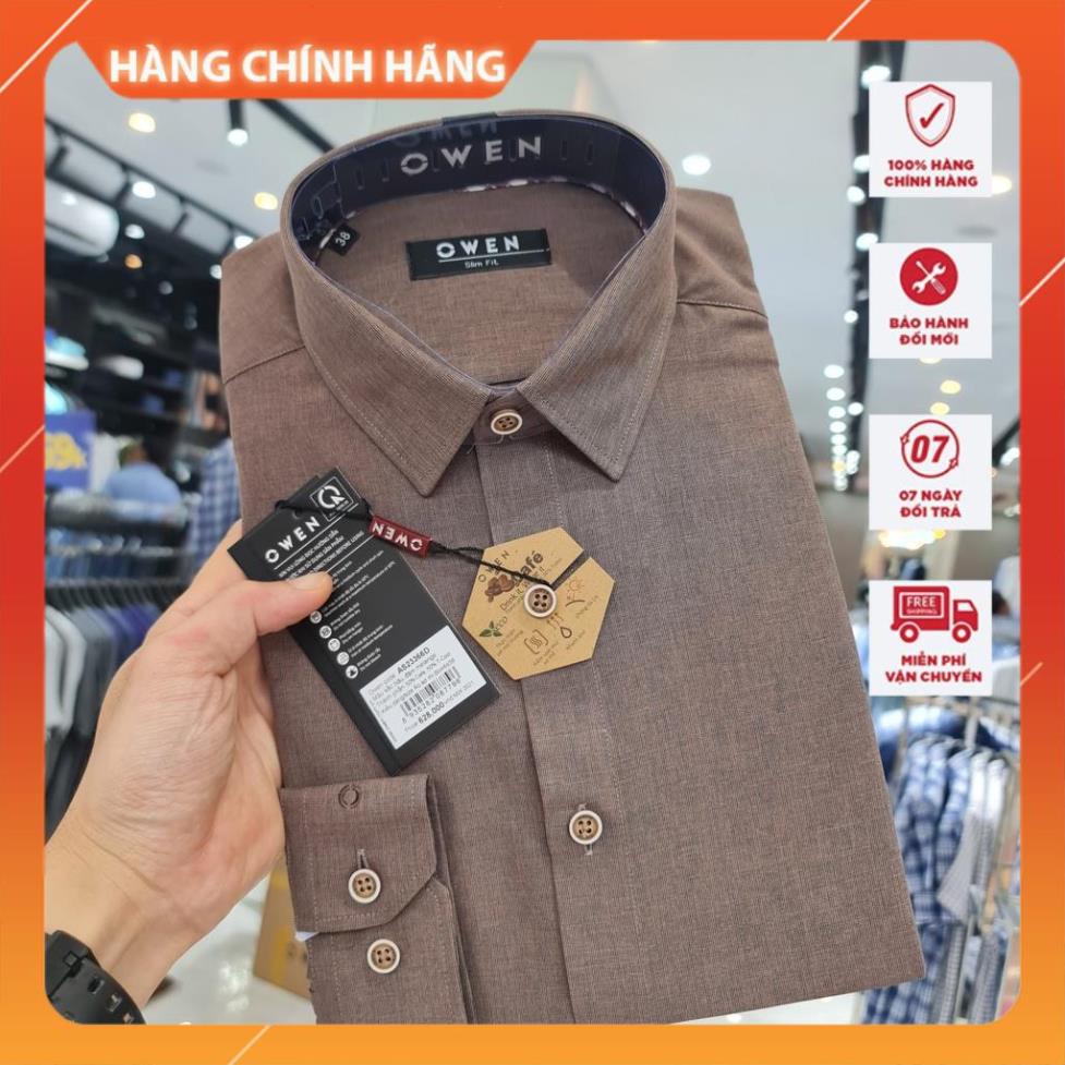 OWEN - (CHÍNH HÃNG) Áo sơ mi nam dài tay dáng SLIMFIT sợi Cafe - Mã AS23366D - OWEN Flagship Store