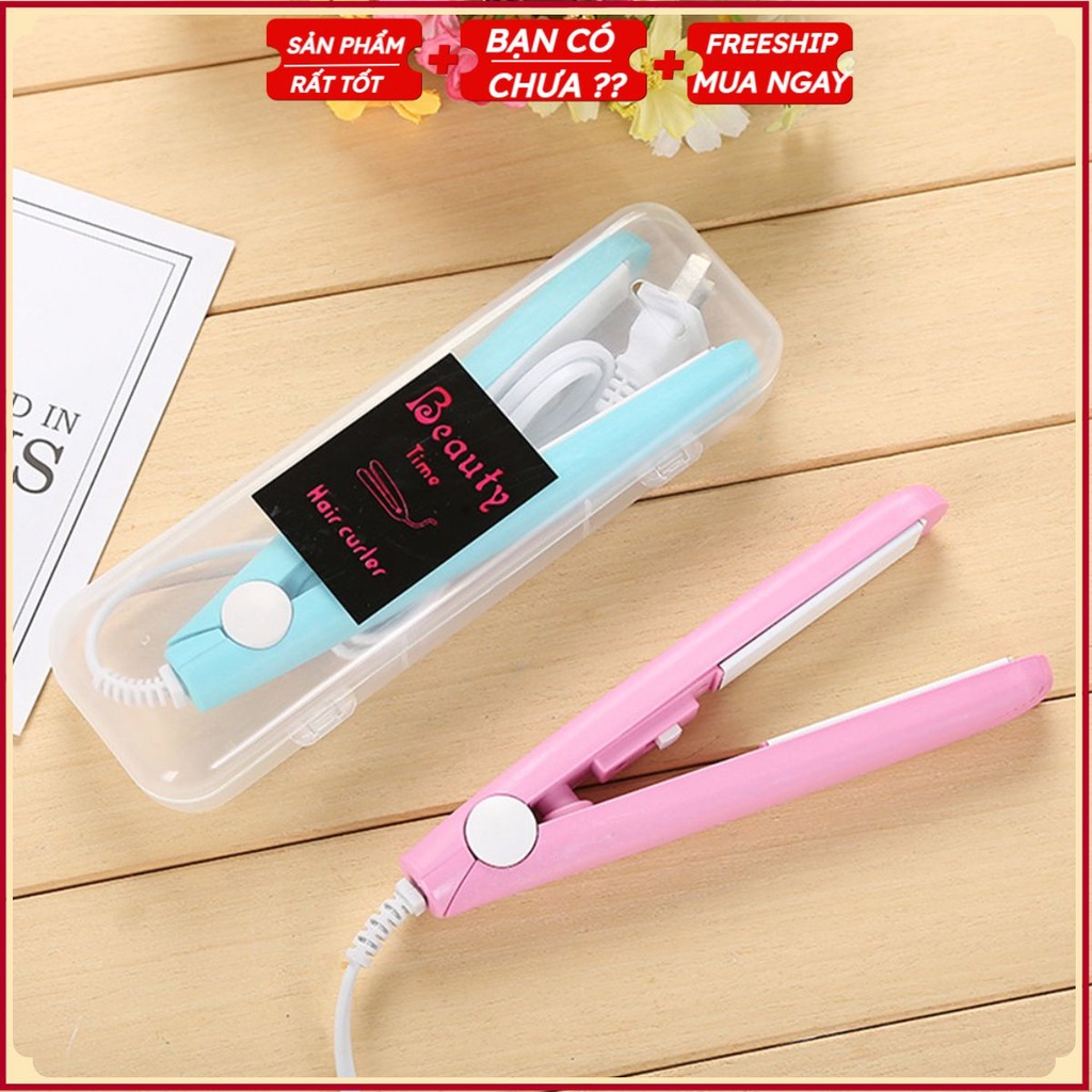 Máy ÉP LÀ DUỖI TÓC CUTE, Cầm Tay Mini Một Màu - Kẹp Tóc Thẳng Tạo Kiểu Tóc M002 Có Hộp