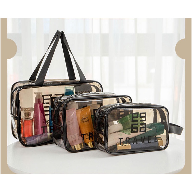 Túi đựng mỹ phẩm,set 3 túi đựng đồ trang điểm du lịch trong suốt Washbag