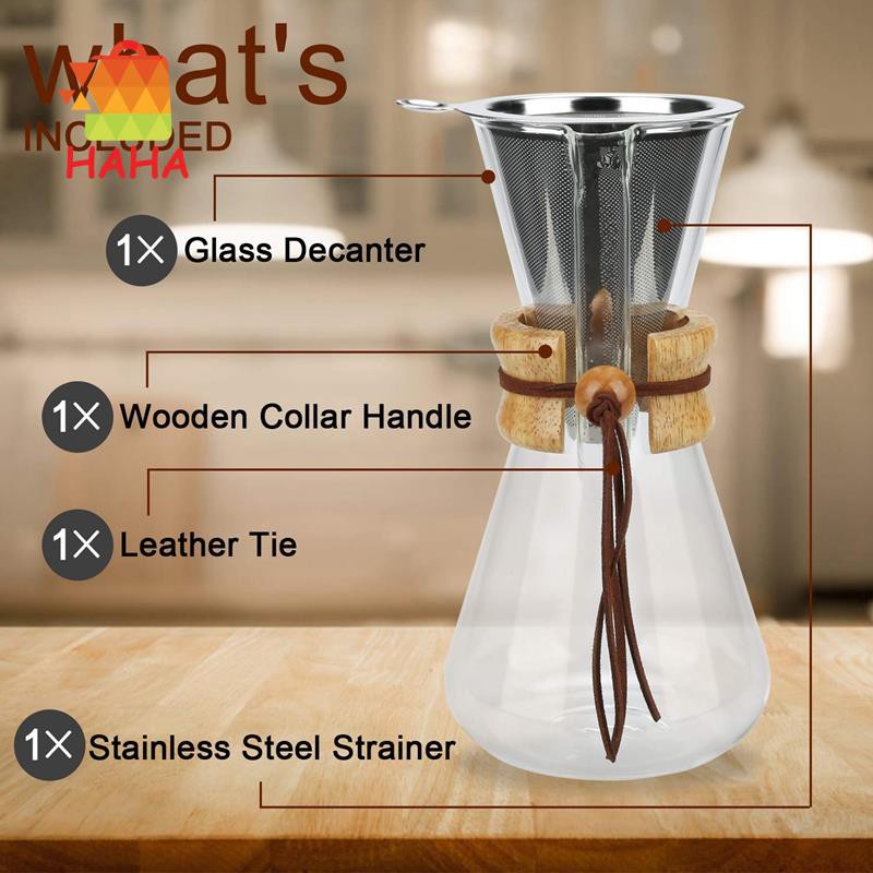 Pour over Coffee Maker, Borosilicate Glass Carafe Stainless Steel#HAVN